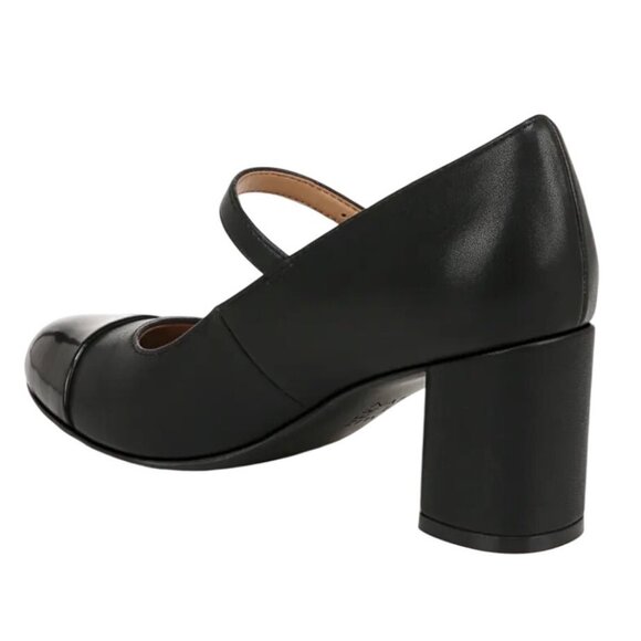 Naturalizer Loveable Block Heel Patent Accented Toe Highlighting Soft Black Leat - Picture 3 of 13